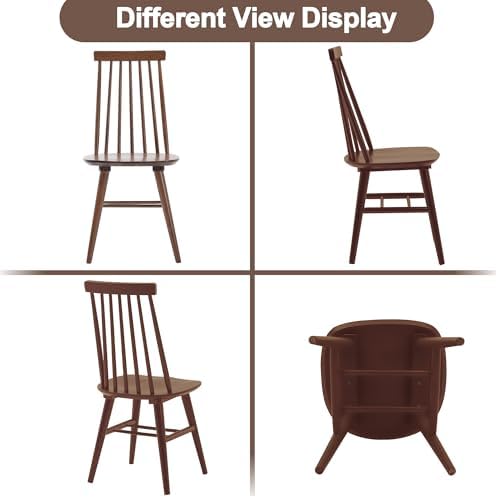 DUHOME Walnut Wooden Dining Chairs Set of 4