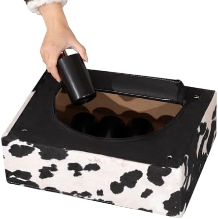 Adeco Small Cow Print Ottoman Foot Stool with Legs, Small Footstool, Fabric Seat with Thick Cushion, for Living Room, Bedroom, Entryway, 335 lb Weight Capacity