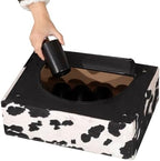 Adeco Small Cow Print Ottoman Foot Stool with Legs, Small Footstool, Fabric Seat with Thick Cushion, for Living Room, Bedroom, Entryway, 335 lb Weight Capacity