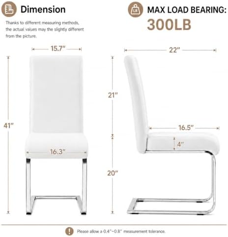 Yaheetech Dining Chairs Set of 4 Modern High Back Kitchen Chairs White