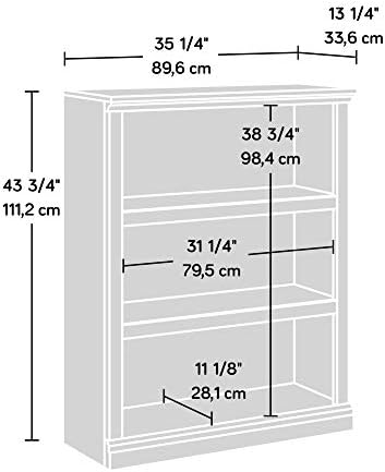 Sauder 3 Tier Book Shelf Wooden Bookcase Multipurpose Bookshelf for Home Offi...