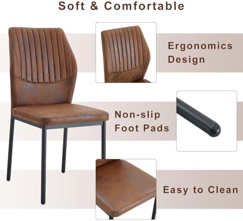 64.5" Dining Room Table Set for 6, Modern Farmhouse Wood Dining Table Set with Decorative Pedestal Legs & 6 Cushioned Chairs,Rustic Brown Kitchen Table Set for Kitchen, Easy Assembly
