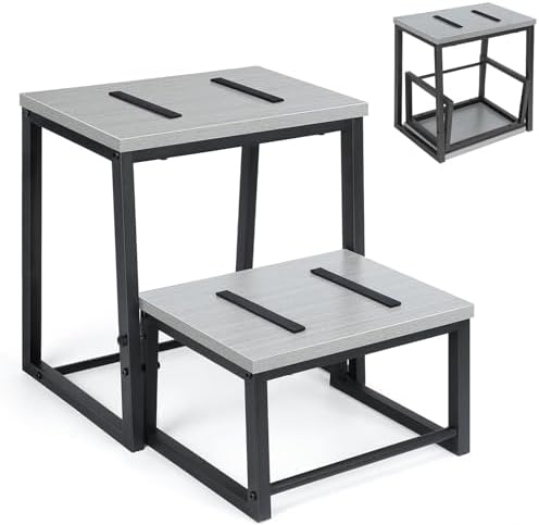 LIANTRAL 2 Step Stool for Adults, 2 in1 Foot Stool for High Bed, Kitchen,RV |...