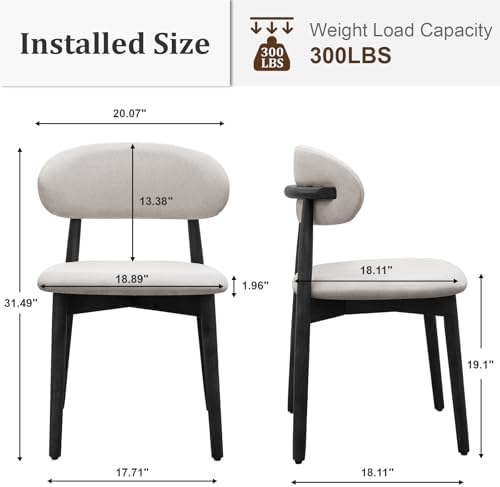 Farmhouse Dining Chairs Set of 4,Mid Century Modern Fabric Upholstered Kitche...