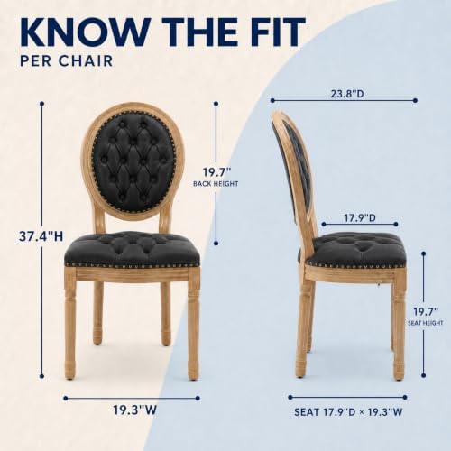 ODUSE-DAILY French Country Dining Chairs Set of 6, Black Kitchen & Dinnin...