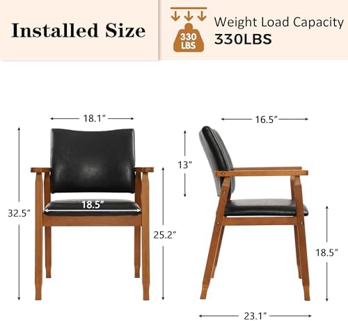 NOBPEINT Mid-Century Modern Dining Chairs with Armrest Set of 1, PU Leather U...