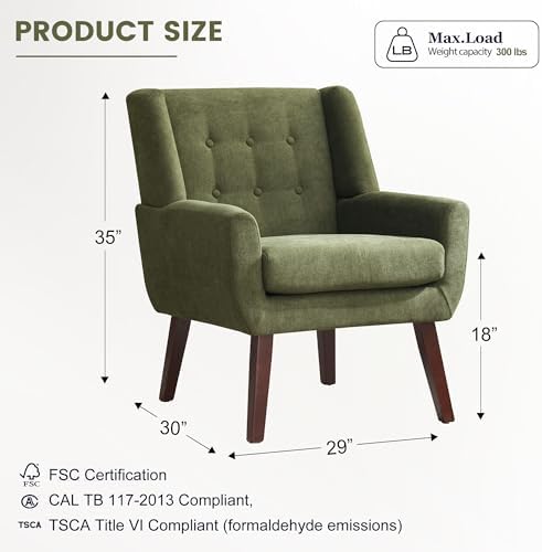 HUIMO Accent Chair for Living Room,Upholstered Button Fabic Armchair Chair | ...
