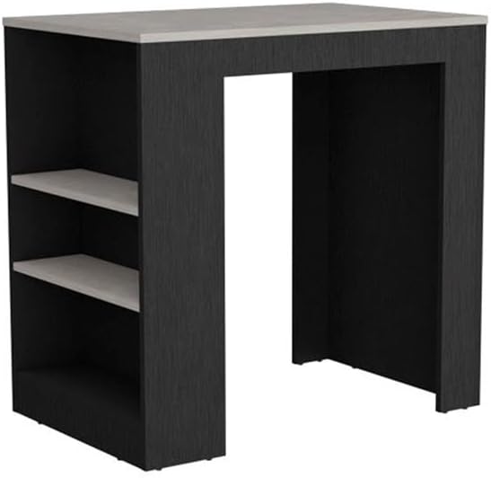 Pemberly Row Kitchen Island, Engineered Wood, Black Ibiza Marble Finish, Larg...