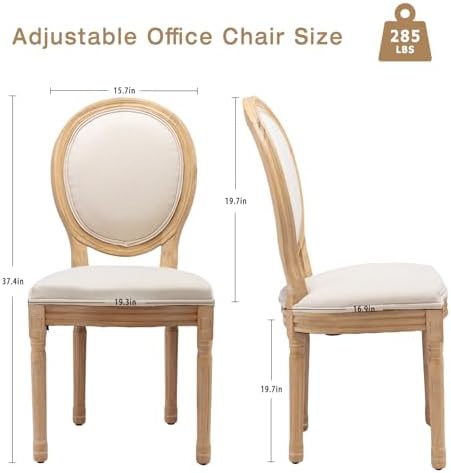 French Country Dining Chairs Set of 6,Upholstered Fabric Chairs with Round Ba...
