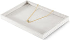 Velvet Stackable Jewelry Display Flat Tray For Ring Earring Necklace Bracelet, Bangle Pendant Storage Blank Plate, Shop Countertop Jewelry Dish Organizer (White)