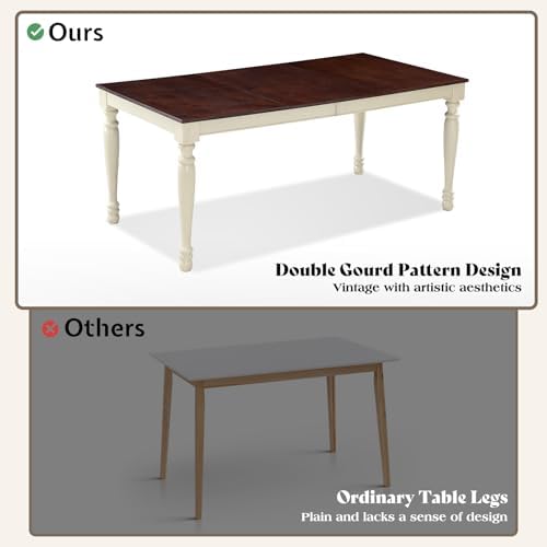 LUXOAK 6 Piece Solid Wood Dining Table Set with 71" Farmhouse Table