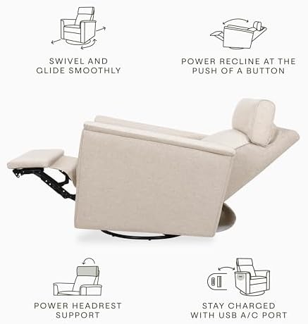 Namesake Willa Plus Power Recliner Glider, Performance Beach Eco-Weave | GREE...