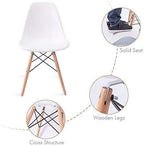 Devoko Modern Style Dining Chairs Mid Century Pre Assembled DSW Chair Classic Shell Lounge Plastic Side Chairs for Dining Room, Kitchen, Living Room Set of 4 (Cream)