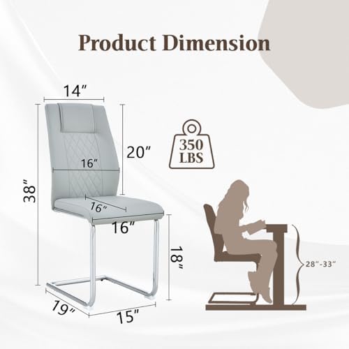 Dining Chairs Set 6, Armless Light Gray Kitchen Chairs,Waterproof Faux Leathe...
