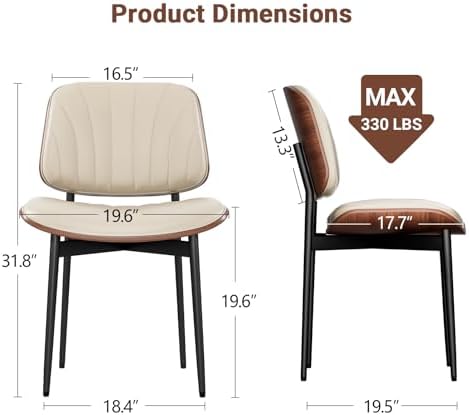 YaFiti Dining Chairs Set of 2, Mid Century Modern PU Leather Kitchen Chairs |...