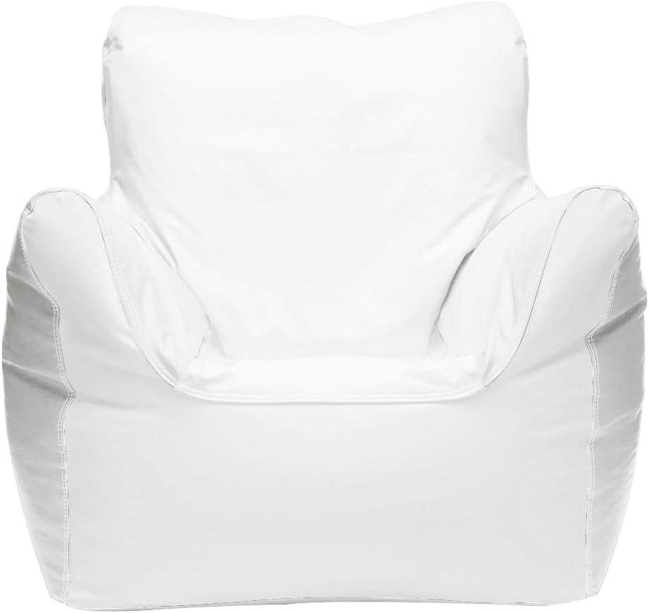 Ocean-Tamer Armchair Boat Bean Bag Chair, Waterproof with Armrests Beanbag for Dock Camping Outdoor Marine Grade Vinyl (Medium, White)