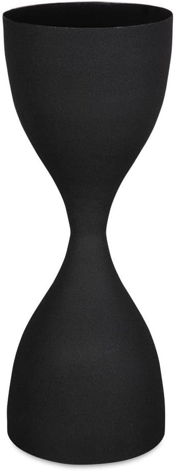 Hourglass Accent Table, Sandpaper Black Iron Base with High Gloss Black Top E...