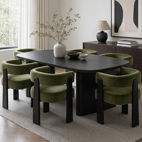 Hyfirm Modern Dining Chairs Set of 6, Upholstered Velvet Barrel Accent Chairs...