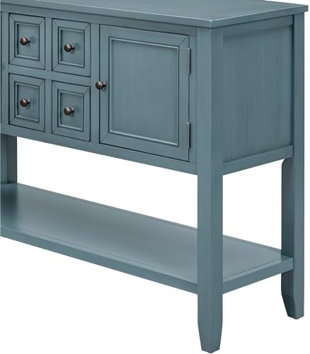 Merax Farmhouse Sideboard and Buffet Storage Cabinet Console Table with 4 Sma...