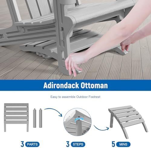 Adirondack Ottoman, All Weather Foot Rest for Adirondack Chair, HDPE Plastic ...