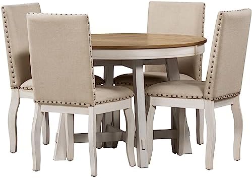 Harper & Bright Designs TREXM 5-Piece Farmhouse Dining Table Set Wood Rou...