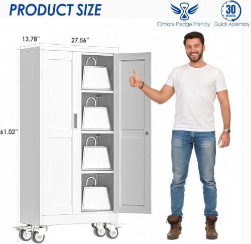 GAIOUS Metal Garage Storage Cabinet with Lock, 61” Tall Lockable File Cabinet...