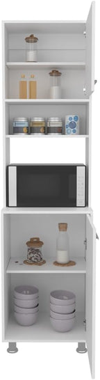 21.4" D*19.7" W*78.7" H Corner Freestanding Kitchen Pantry with 4 Shelves, 2 Single Doors, Rectangular Storage Cabinet, Modern Minimalist, for Living Room, Dining Room, White