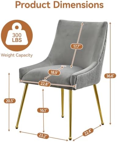 WUTUTUEE Velvet Dining Chairs Set of 4 Gold Legs,Upholstered Velvet Accent Ch...