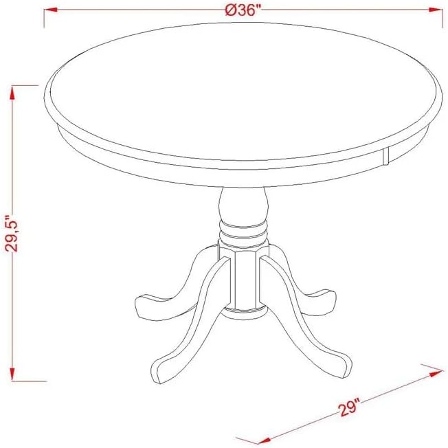 East West Furniture AMBA3-LWH-01 3 Piece Modern Dining Table Set Contains a Round Kitchen Table with Pedestal and 2 Cream Linen Fabric Upholstered Parson Chairs, 36x36 Inch, Linen White