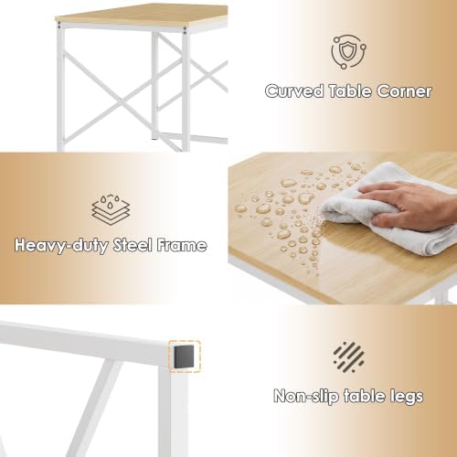 VECELO 43.3" Kitchen Dining Table Set for 4, Heavy-Duty Steel Frame &amp...