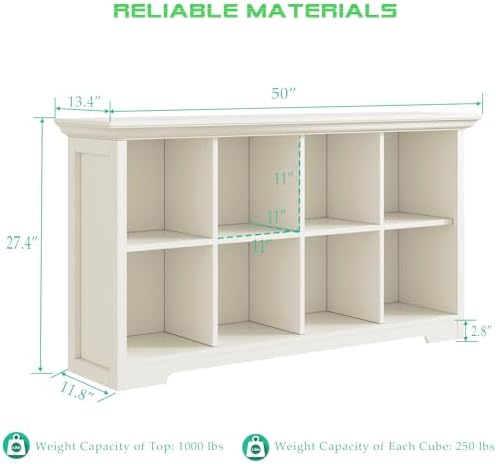 OSCHF 8-Cube Open Bookcase with Base, 2-Tier Low Cabinet, White