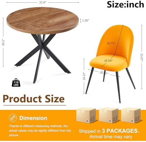 Homedot Round Dining Table Set for 4 with Chairs, Modern Kitchen Table&Ch...