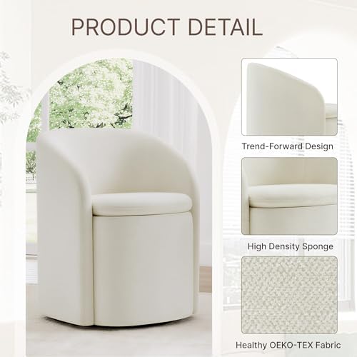 KISLOT Upholstered Dining Chairs with Casters, No Assembly Rolling Modern Din...