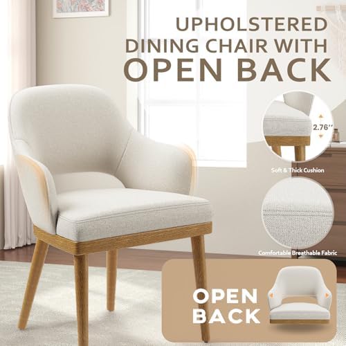 MALOL Wooden Dining Chairs Set of 4, Modern Fabric Upholstered Dining Room Ch...