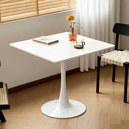 Square Dining Tulip Table for 4, Mid-Century Modern Table with Sturdy Metal P...