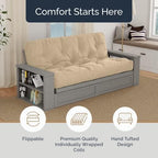 Loosh Home | 10" Full Size Futon Sofa Bed Pocket Coil Foam Mattress - USA Made, Beige, No Frame