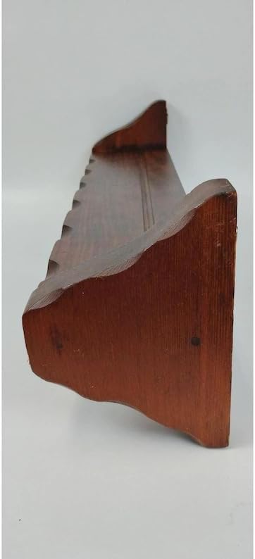 Rustic Wooden Wall Shelf, Vintage Carved Floating Shelf, Brown Wood Decorative Shelf for Bedroom Living Room Bathroom, Small Storage Shelf for Plants Books