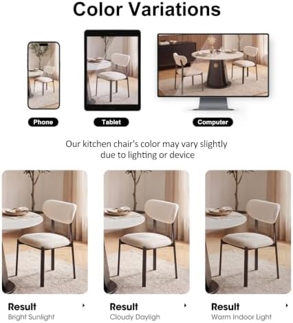 Dining Chairs Set of 4, Modern Upholstered Fabric Kitchen Chairs | Textured F...