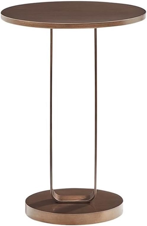 Pemberly Row Contemporary Round Accent Table, Antique Bronze Metal Finish, 15...