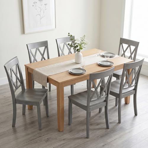 DUHOME Wood Dining Chairs Set of 2 with Cross Back,Grey