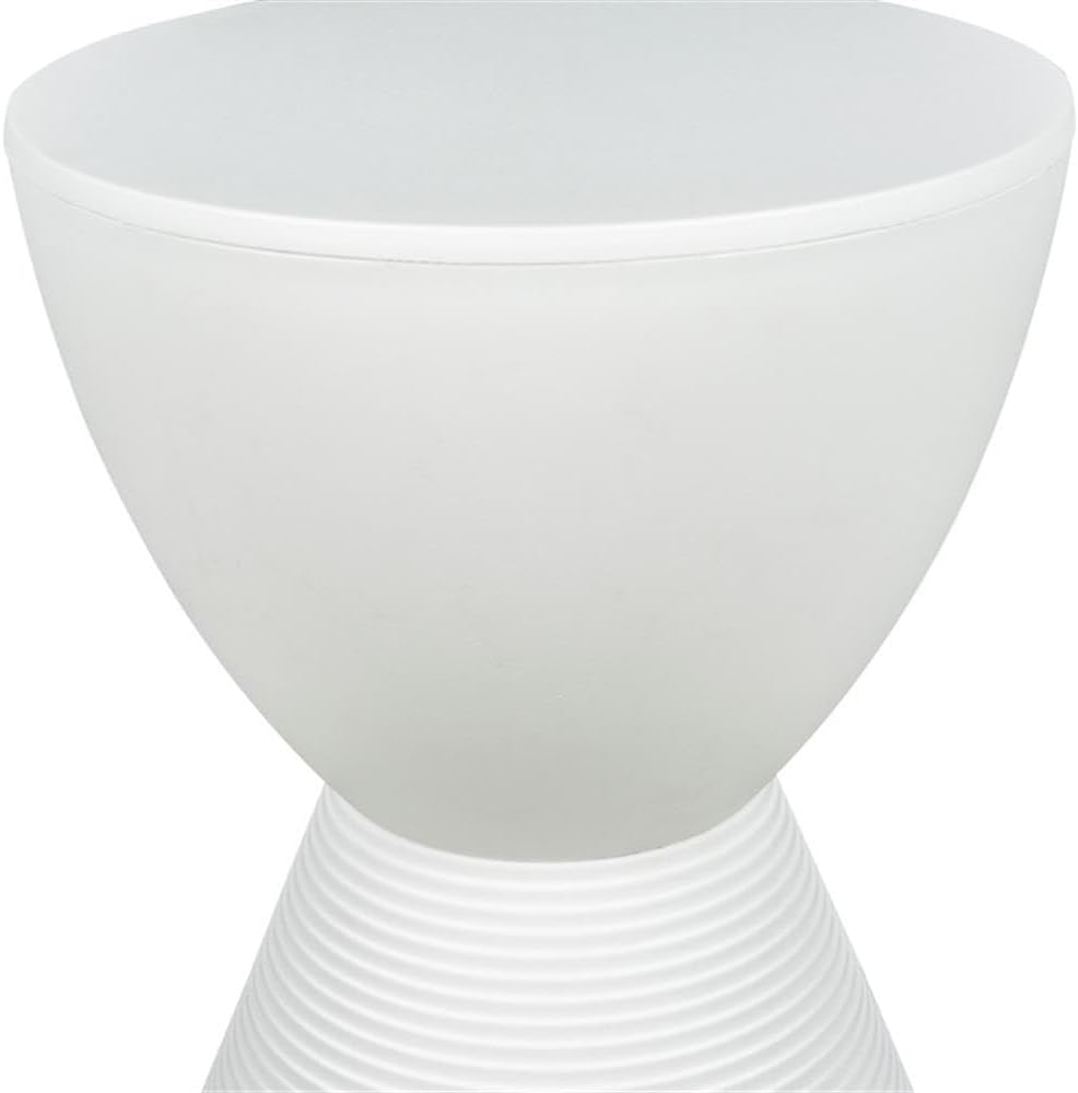 Pemberly Row Contemporary Round Plastic End Table, White Finish, 11.75 in x 1...