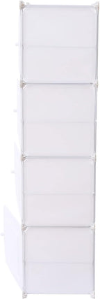 Portable Shoe Rack, 48 Pair DIY Shoe Storage Shelf Organizer, Plastic Shoe Organizers for Entryway, Adjustable Panels, Shoe Cabinet with Doors, White