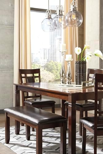 Signature Design by Ashley 6-Piece Dining Table Set with Bench, Dark Brown