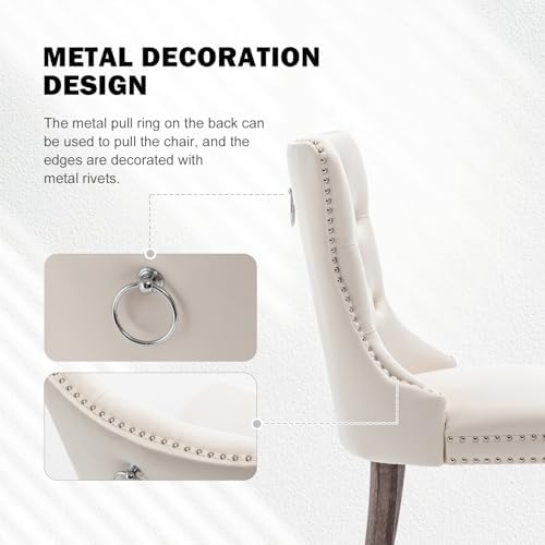 Hixkol Velvet Dining Chairs Set of 2,Upholstered Dining Chairs with Ring Pull...