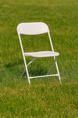 BTEXPERT Set of 5 Pack, White Plastic Folding Chair Steel Frame Commercial Hi...