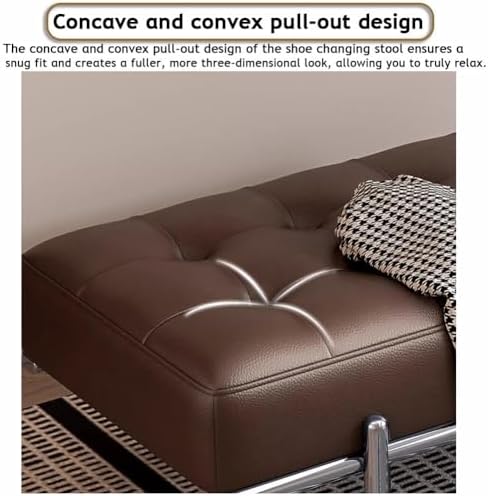 Etlegor Faux Leather Entryway Bench, Minimalist Bed-end Bench with Stainless ...
