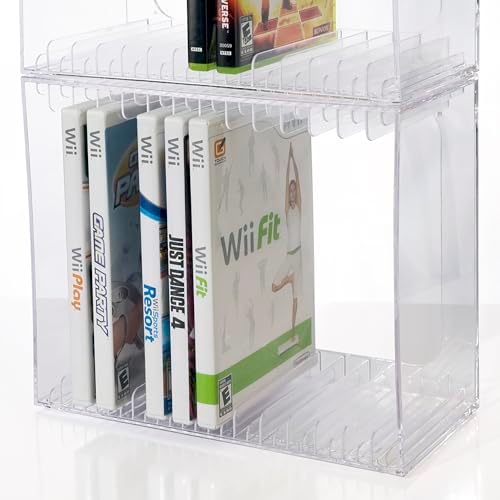 STORi Stackable Clear Plastic DVD Organizer with Rubber Feet | Rectangular Ho...