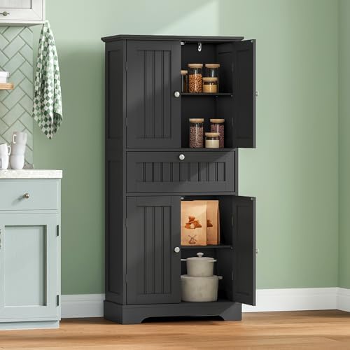 ChooChoo 51" H Bathroom Floor Cabinet with Drawers and Adjustable Shelve...