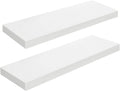 HOOBRO Floating Shelves for Wall, Wall Mounted Shelf Set of 2, 23.6" Hanging Shelf with Invisible Brackets, for Wall in Bathroom, Bedroom, Toilet, Kitchen, Living Room, Office, White WT60BJ01