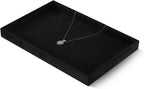 Velvet Stackable Jewelry Display Flat Tray For Ring Earring Necklace Bracelet, Bangle Pendant Storage Blank Plate, Shop Countertop Jewelry Dish Organizer (Black)